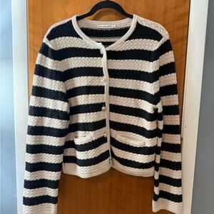 Abercrombie Black and White Striped Women's Sweater